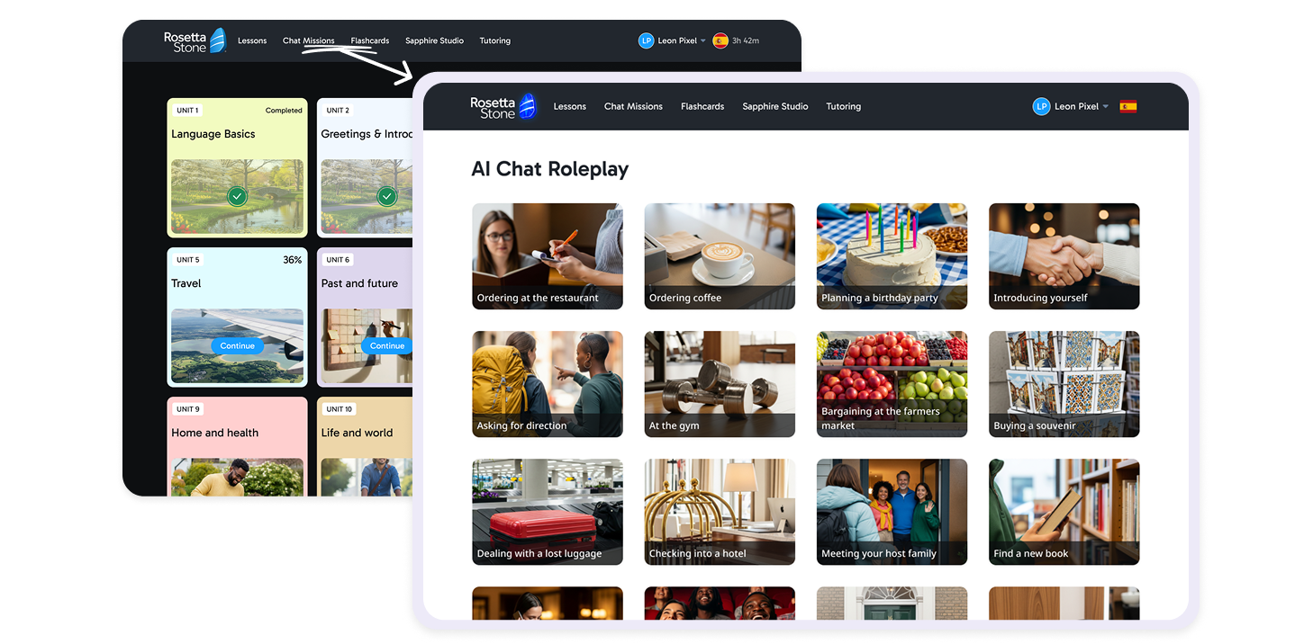 Chat Missions positioned in the main Sapphire navigation, connecting the mobile and web experiences